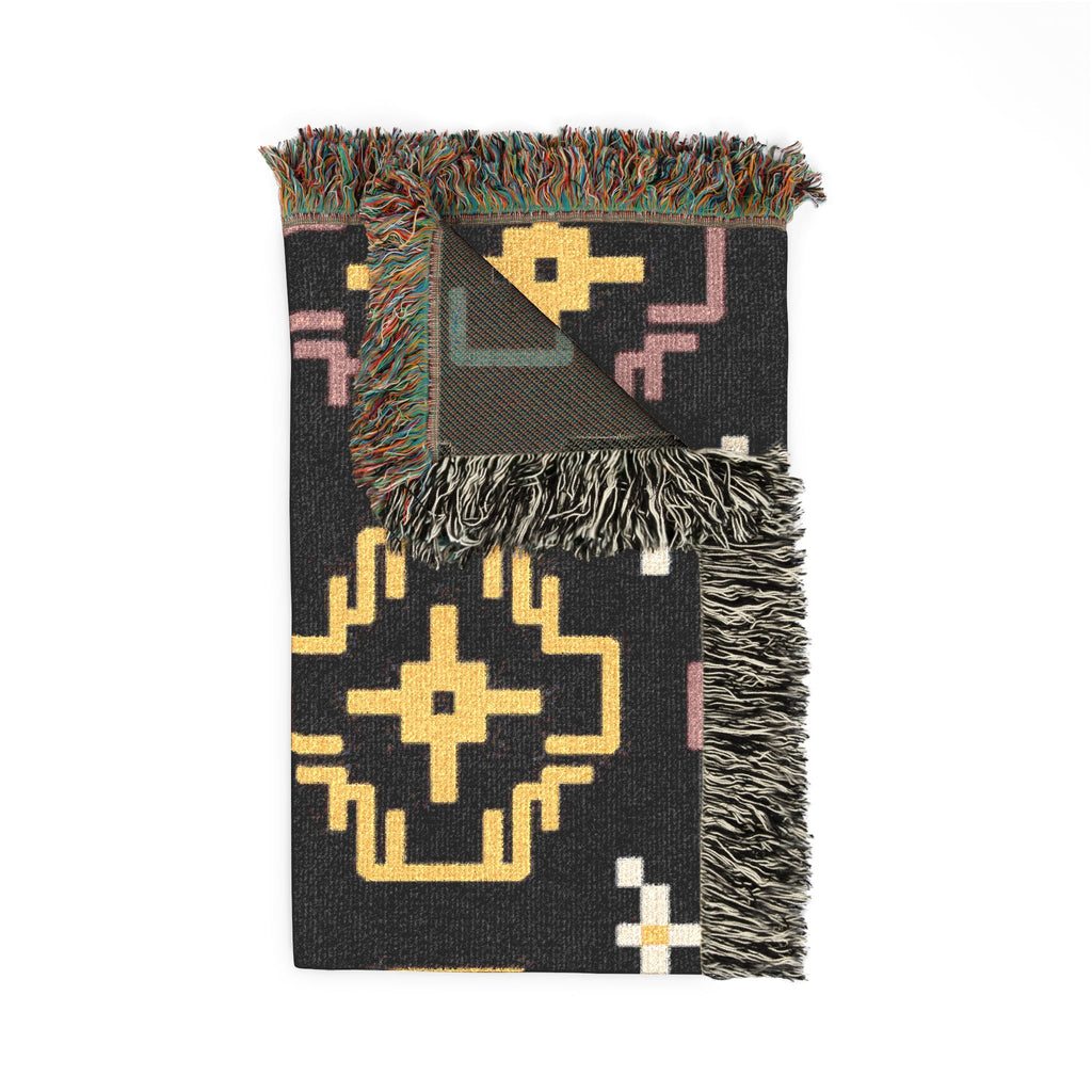 Pixel Bloom Throw — 1980s Arcade Neon Woven Blanket