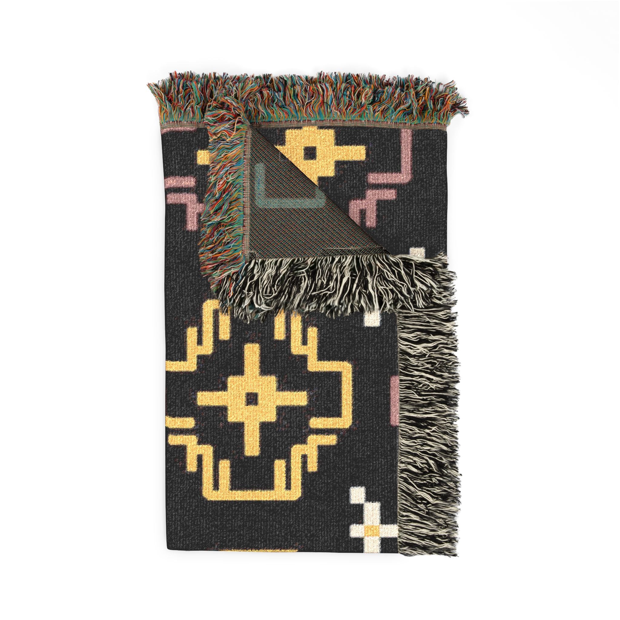 Pixel Bloom Throw — 1980s Arcade Neon Woven Blanket