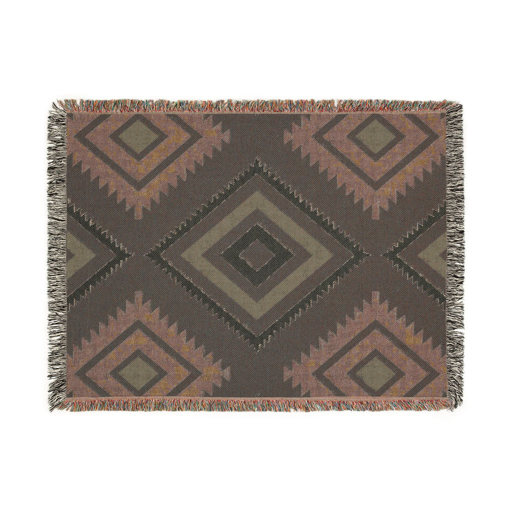 Neon Tribe Throw — 1990s Teal & Purple Geometric Woven Blanket