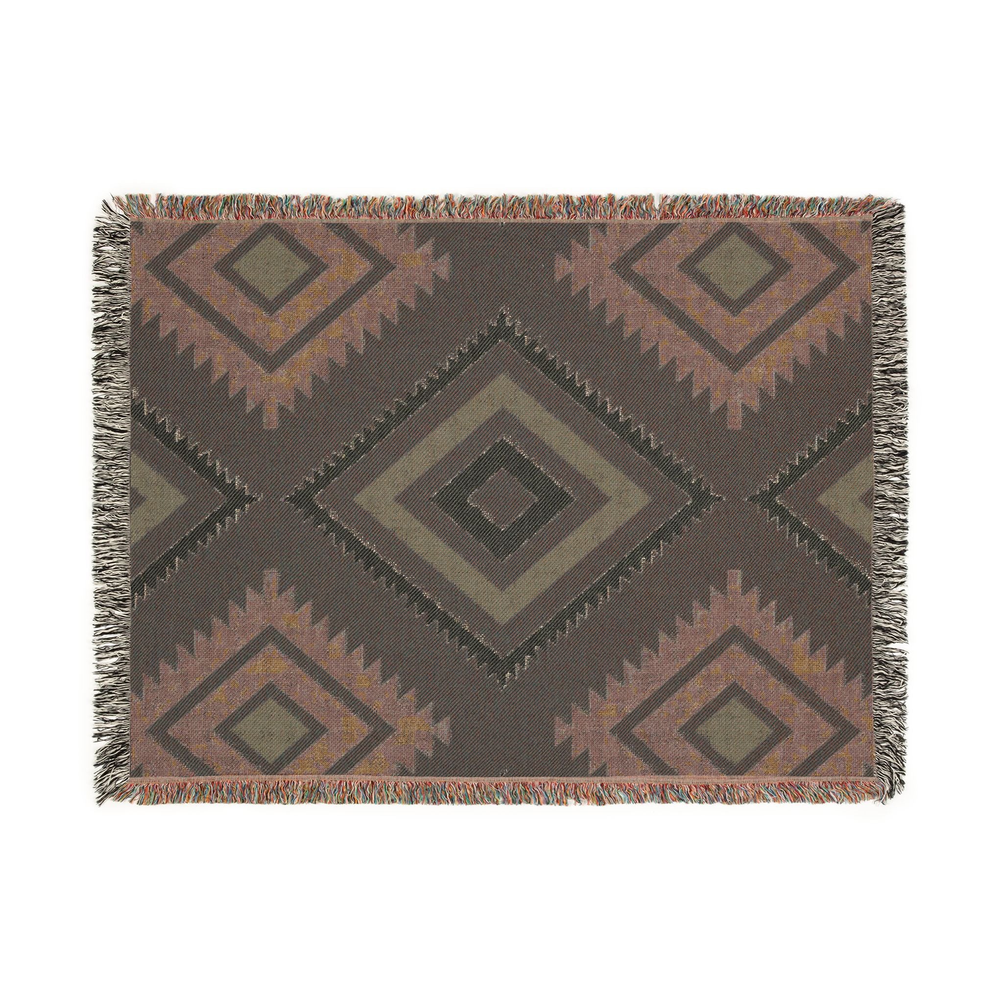 Neon Tribe Throw — 1990s Teal & Purple Geometric Woven Blanket