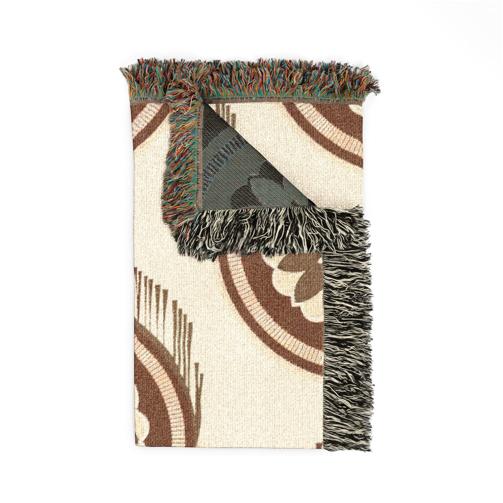 Sage Dreamcatcher Throw — 1970s Bohemian Olive Woven Blanket