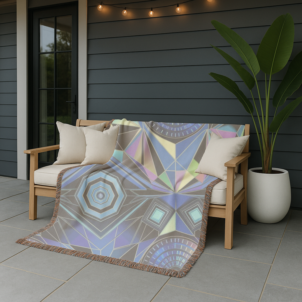 Crystal Throw — 2000s Y2K Kaleidoscope Gem Woven Blanket