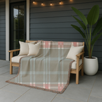 Electric Tartan Throw — 1990s Teal & Red Plaid Woven Blanket