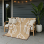 Macramé Tassel Throw — 1970s Bohemian Circle Woven Blanket