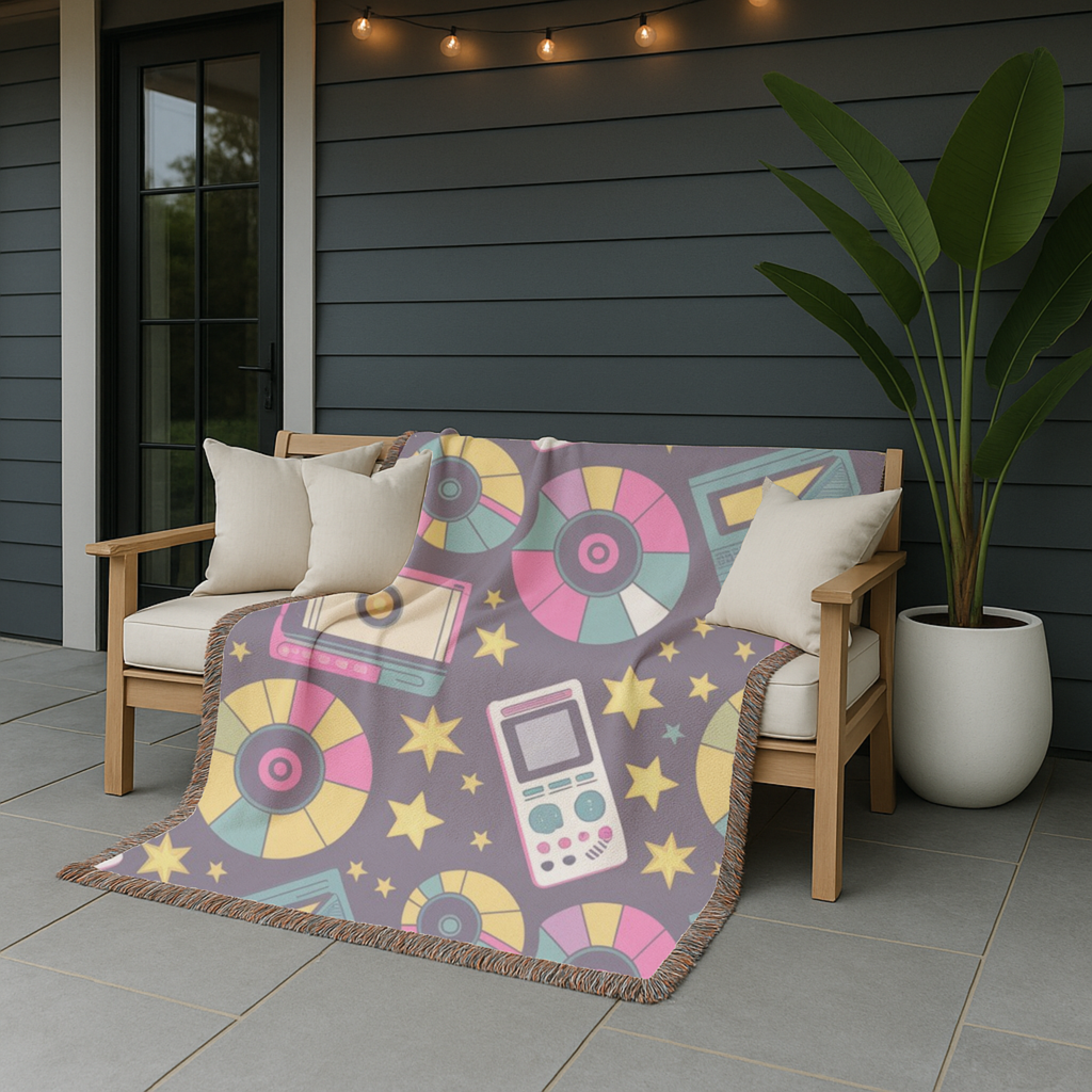 Press Play Throw — 1990s CD Player Woven Blanket