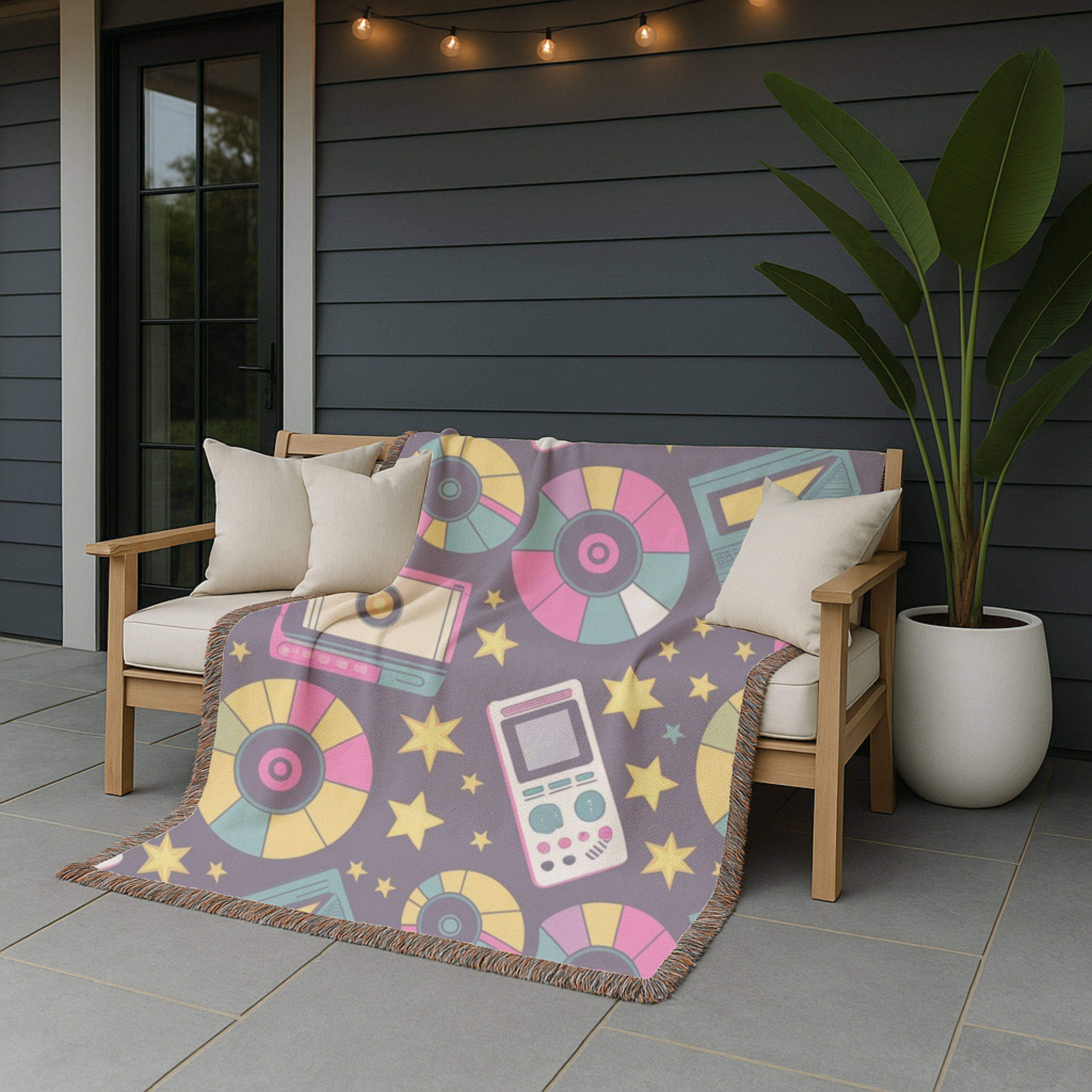 Press Play Throw — 1990s CD Player Woven Blanket