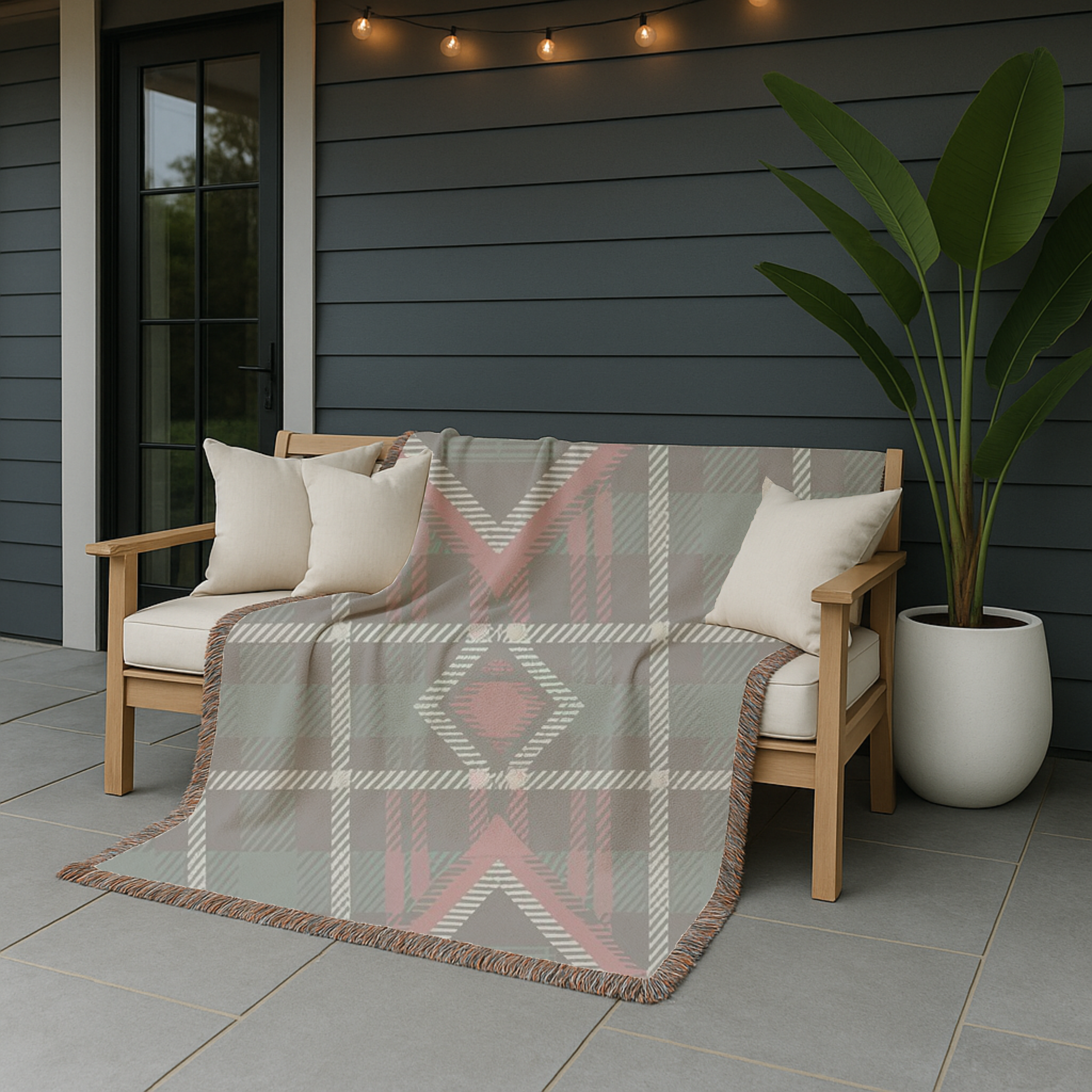 Heritage Throw — 1990s Diamond Tartan Woven Blanket