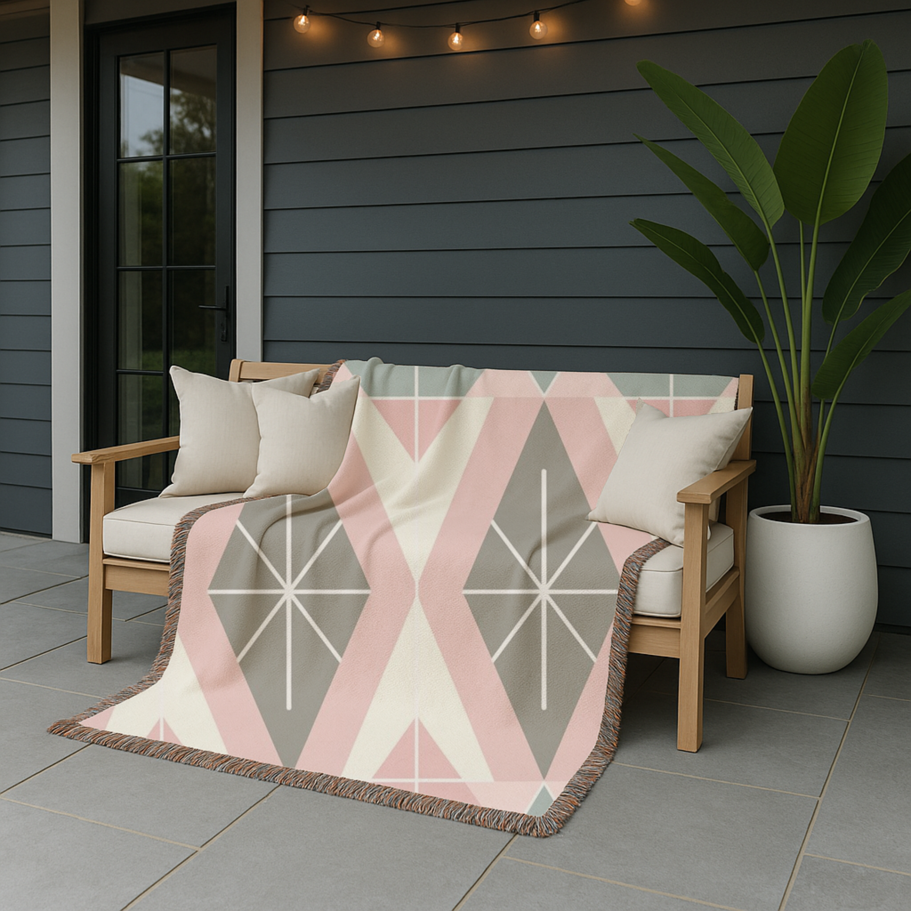 Prism Geo Throw — 1980s Pastel Geometric Woven Blanket