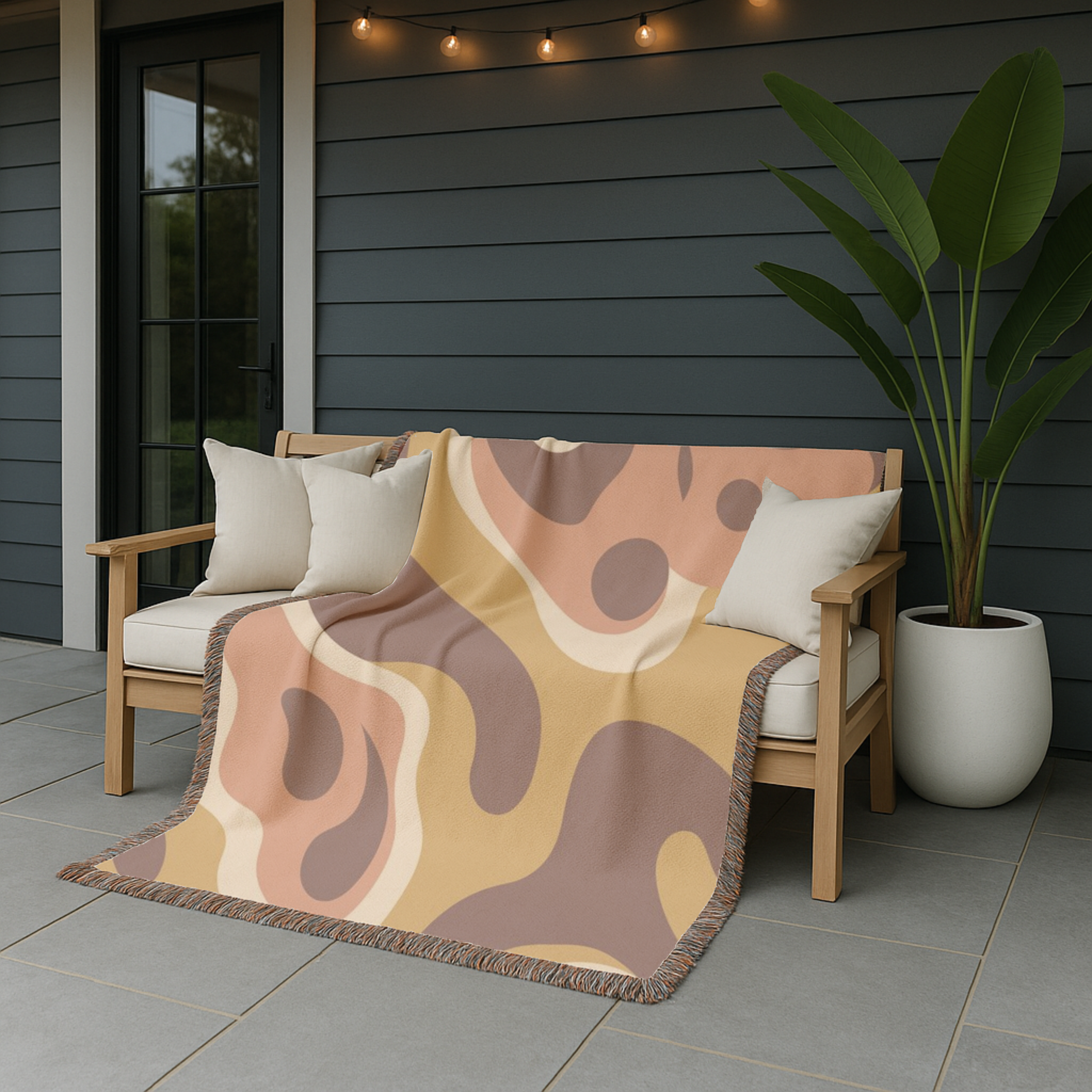 Lava Flow Throw — 1970s Psychedelic Abstract Woven Blanket