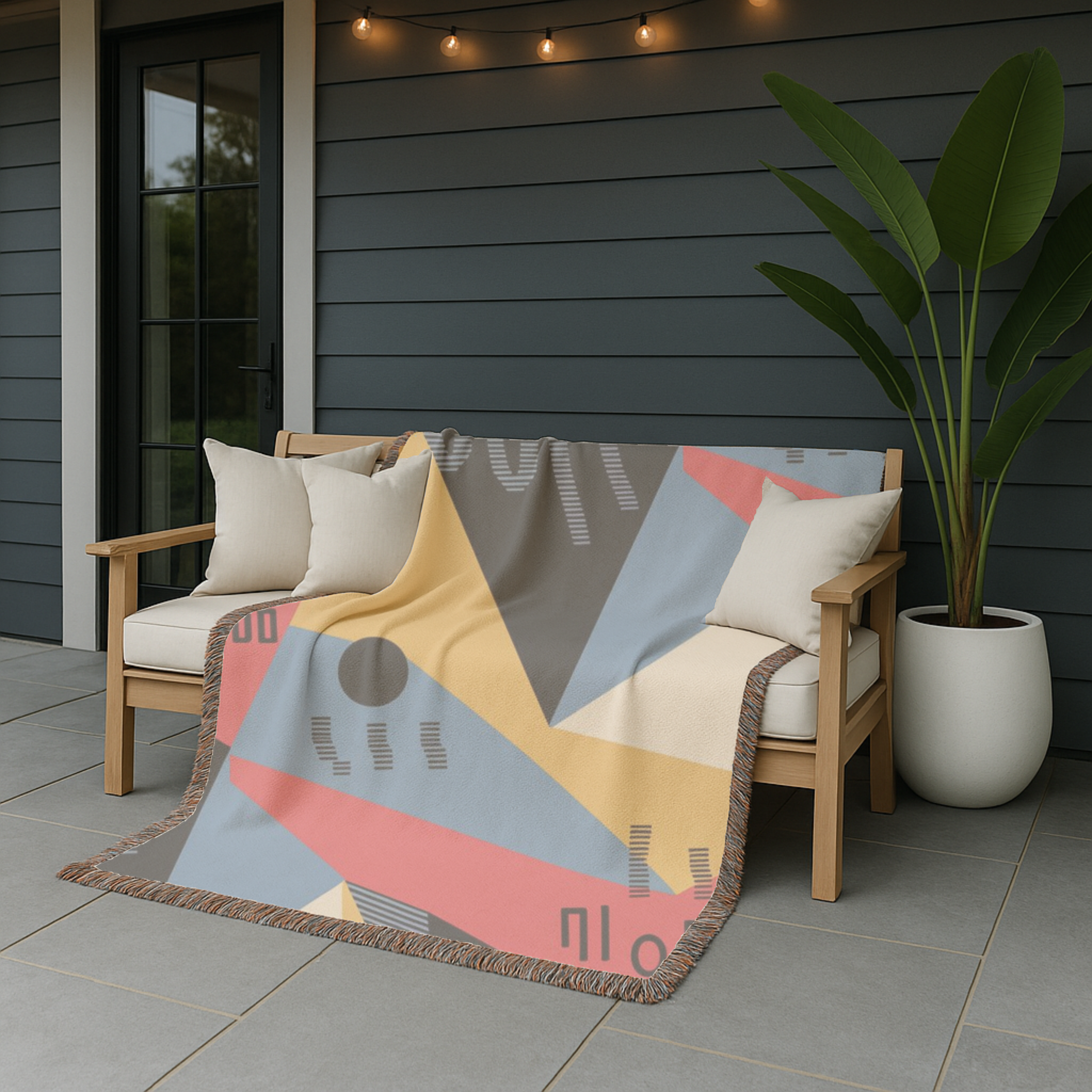 Memphis Sunshine Throw — 1980s Bold Geometric Woven Blanket
