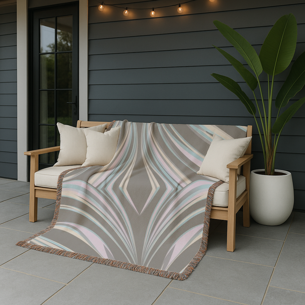 Aurora Throw — 2000s Y2K Iridescent Ribbon Woven Blanket