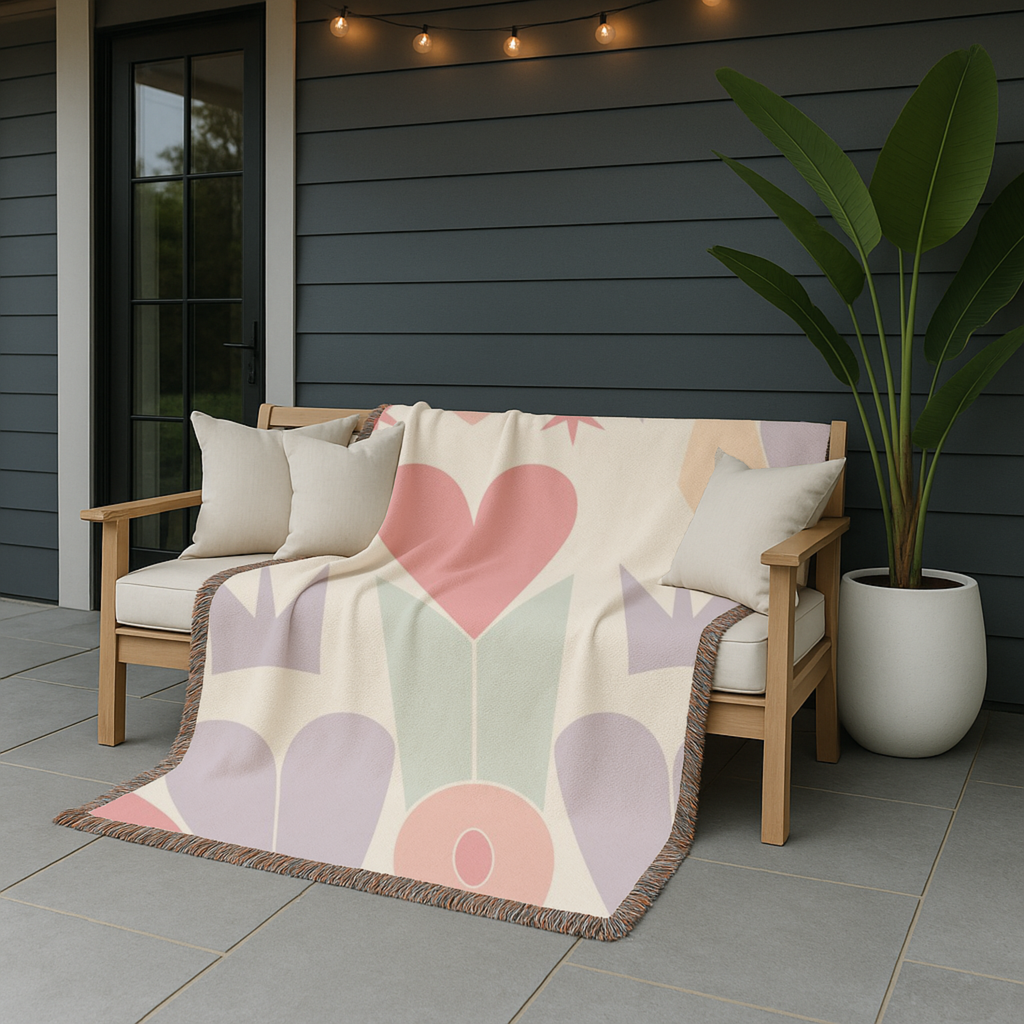 Heart Crown Throw — 1980s Pop Royalty Woven Blanket