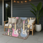 Rock Flame Throw — 1980s Guitar Fire Woven Blanket