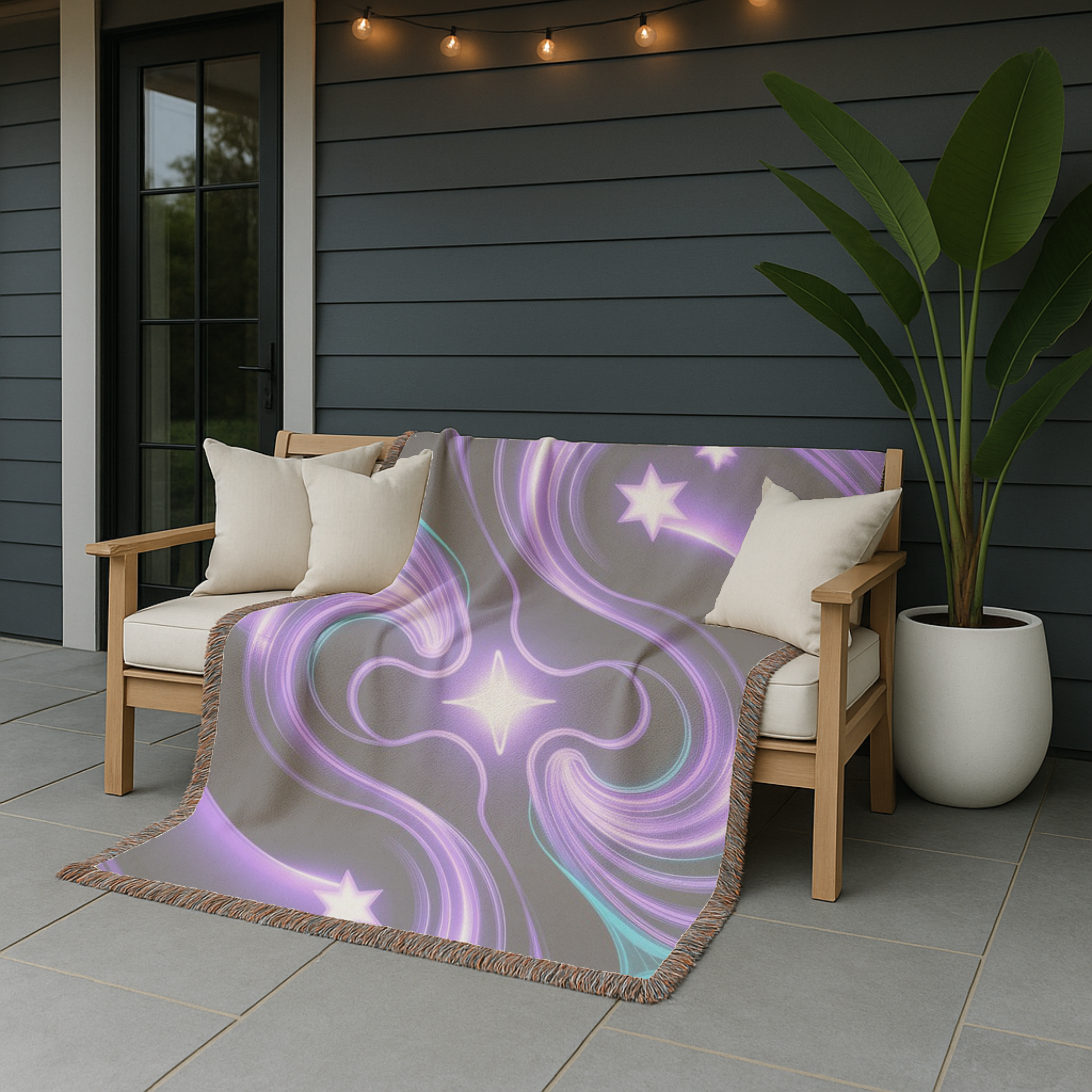 Nebula Throw — 2000s Y2K Neon Swirl Woven Blanket