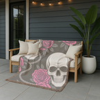 Skull & Roses Throw — 1990s Gothic Skull & Rose Woven Blanket