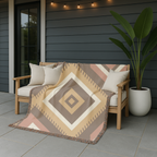 Kilim Star Throw — 1970s Aztec Geometric Woven Blanket