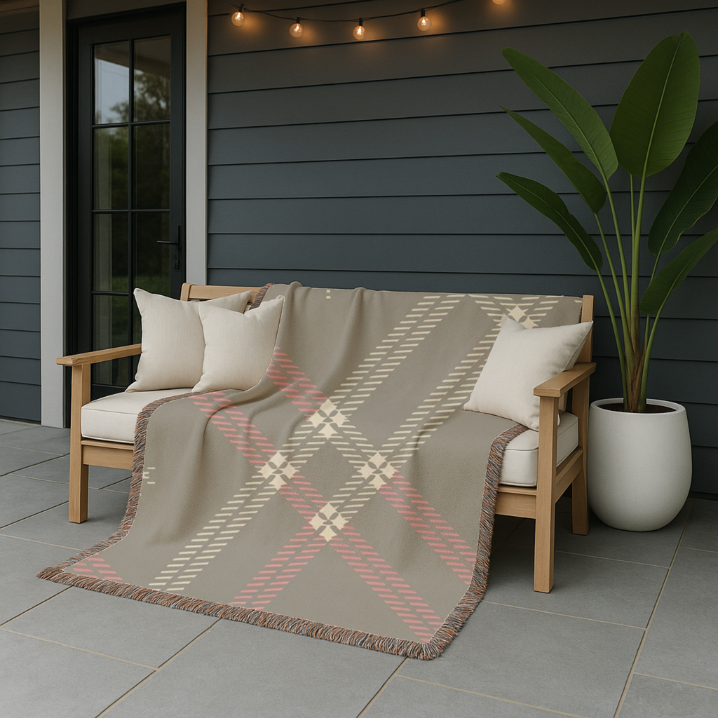 Startan Throw — 1990s Plaid & Star Woven Blanket