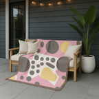 Dot Pop Throw — 1980s Bold Circle Woven Blanket