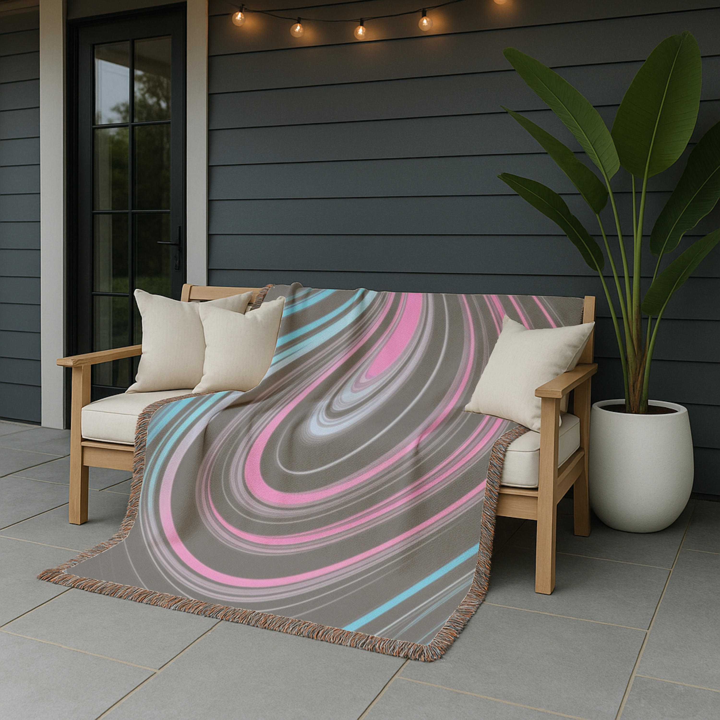 Neon Vortex Throw — 2000s Y2K Neon Flow Woven Blanket