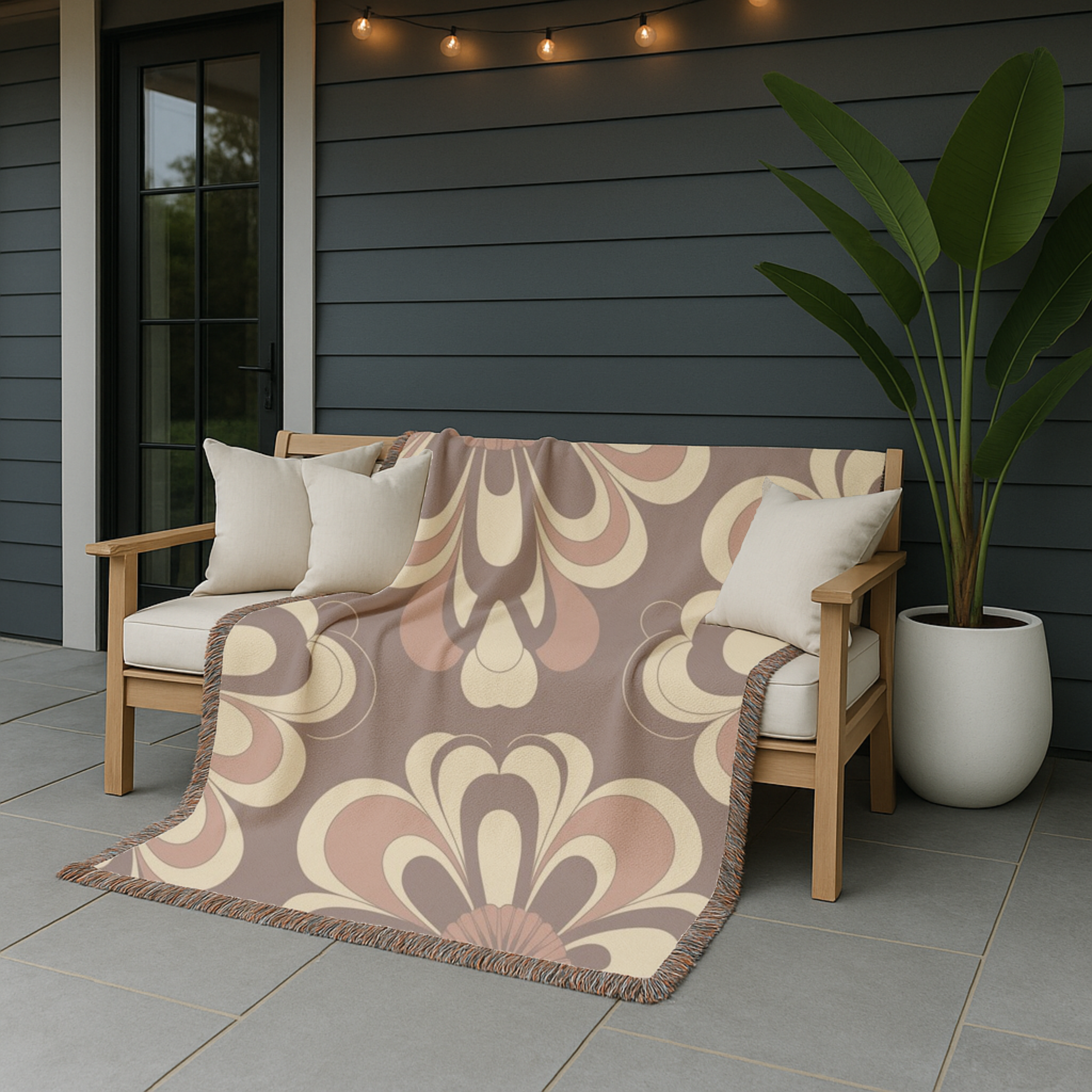 Baroque Bloom Throw — 1970s Medallion Woven Blanket