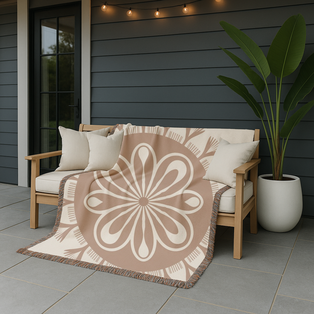 Spirit Medallion Throw — 1970s Ornate Circle Woven Blanket
