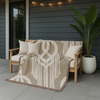 Macramé Circle Throw — 1970s Bohemian Macramé Woven Blanket