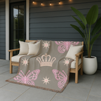 Crown & Wings Throw — 2000s Y2K Butterfly Crown Woven Blanket