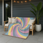 Hypnotic Throw — 1990s Psychedelic Swirl Woven Blanket