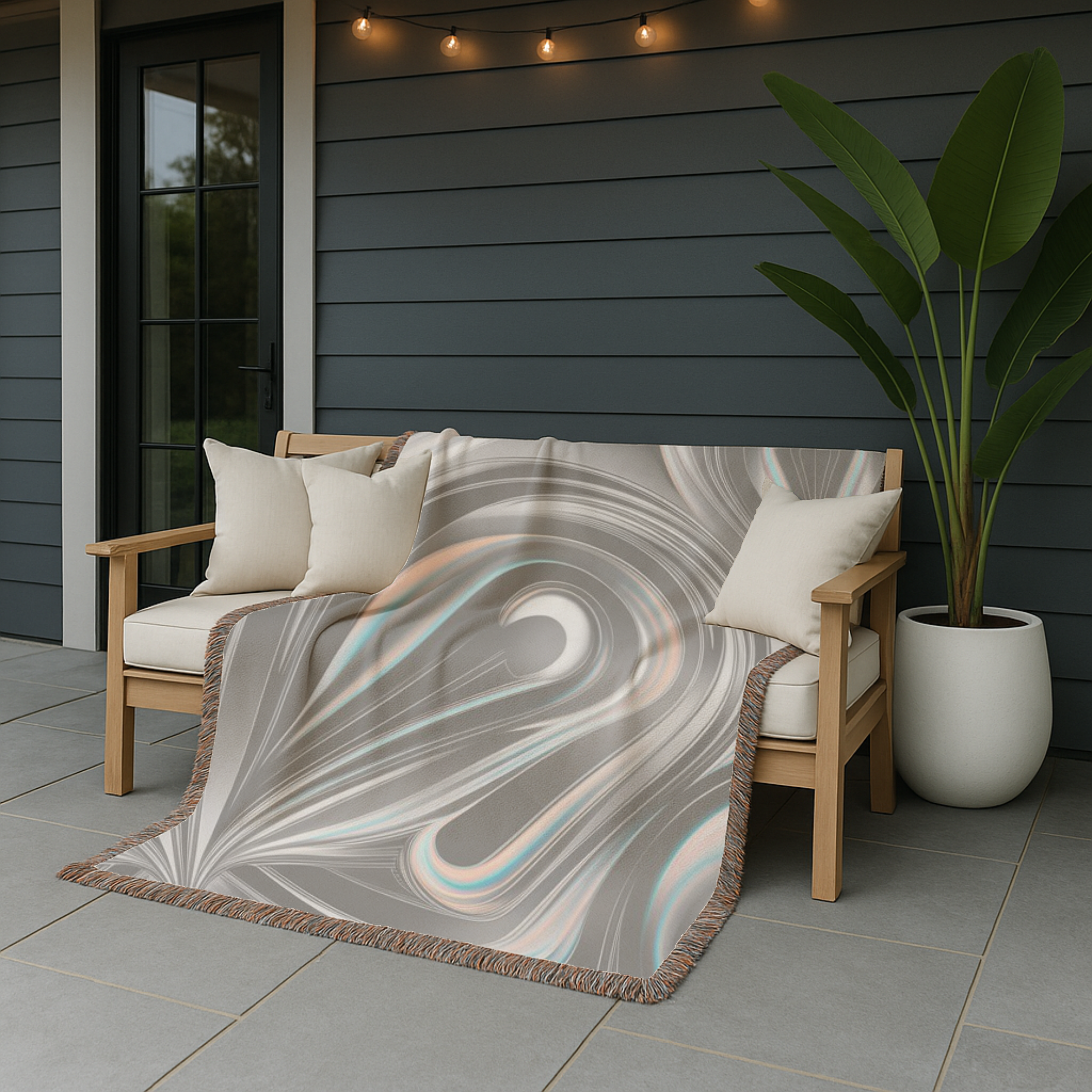 Mercury Throw — 2000s Y2K Chrome & Iridescent Woven Blanket