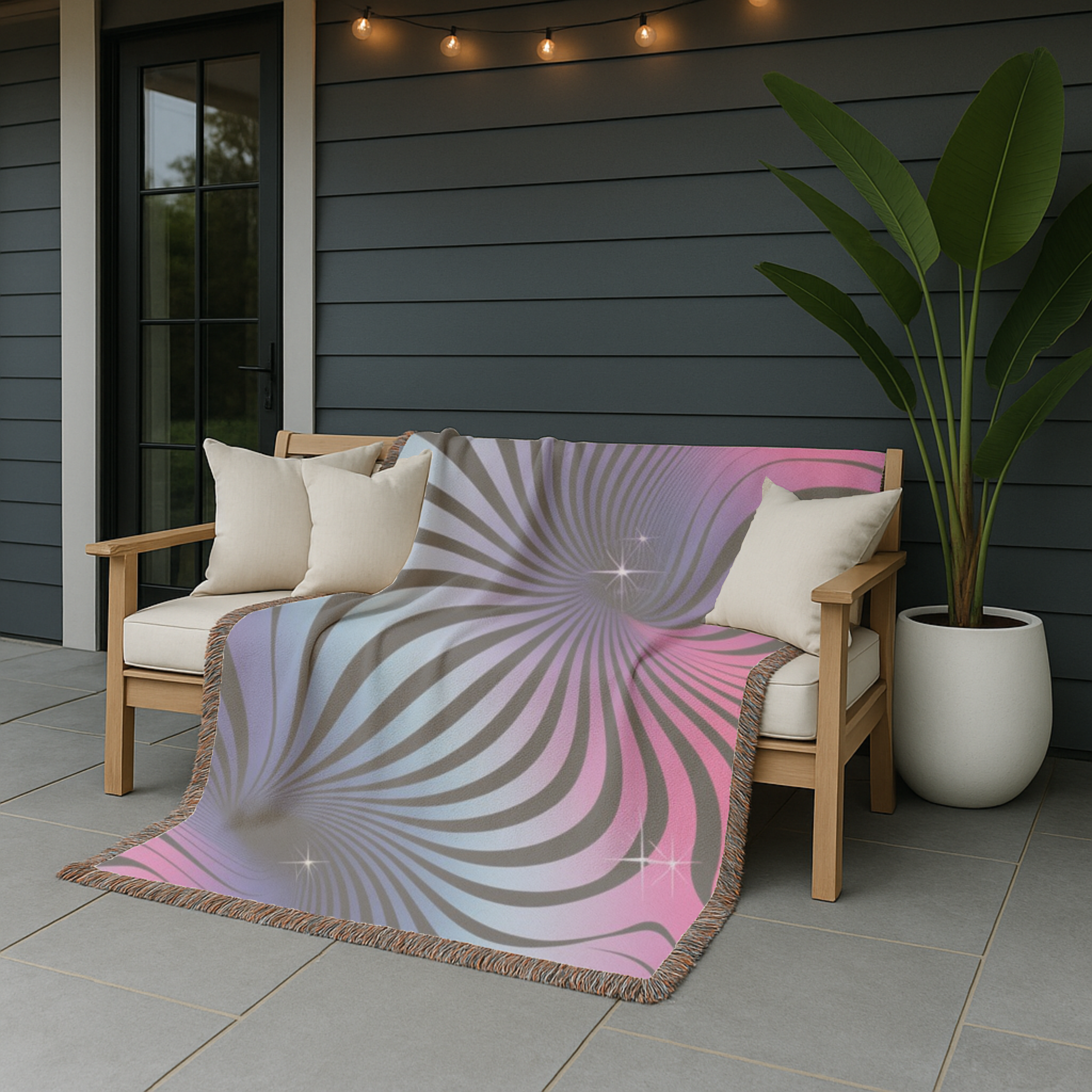 Supernova Throw — 2000s Y2K Stripe Sunburst Woven Blanket