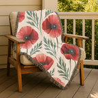 Flanders Fields Throw — 1940s Remembrance Poppy Woven Blanket
