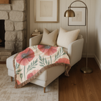 Flanders Fields Throw — 1940s Remembrance Poppy Woven Blanket