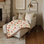 Poppy Meadow Throw — 1940s Wildflower Woven Blanket