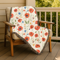 Poppy Meadow Throw — 1940s Wildflower Woven Blanket