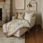 English Garden Throw — 1940s Ditsy Floral Woven Blanket