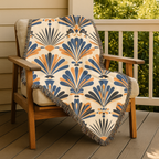 1940s Art Deco Fan Woven Blanket - 1940s Palmette Woven Blanket