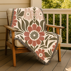 🌺  Folk Garden Throw — 1970s Botanical Folk Woven Blanket