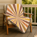 Sunray Throw — 1970s Starburst Ray Woven Blanket