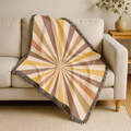 Sunray Throw — 1970s Starburst Ray Woven Blanket
