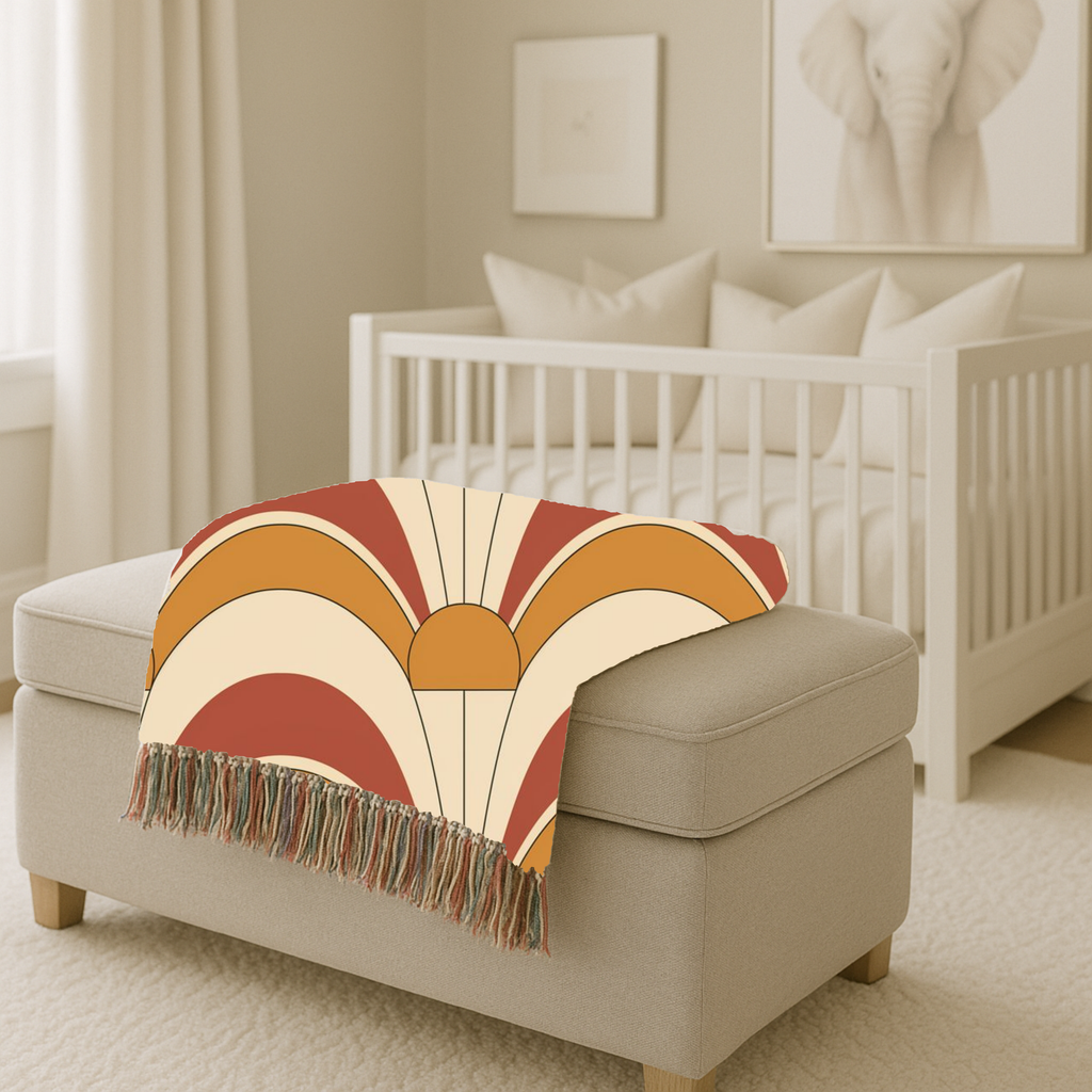 Rising Sun Throw — 1970s Art Deco Arch Woven Blanket