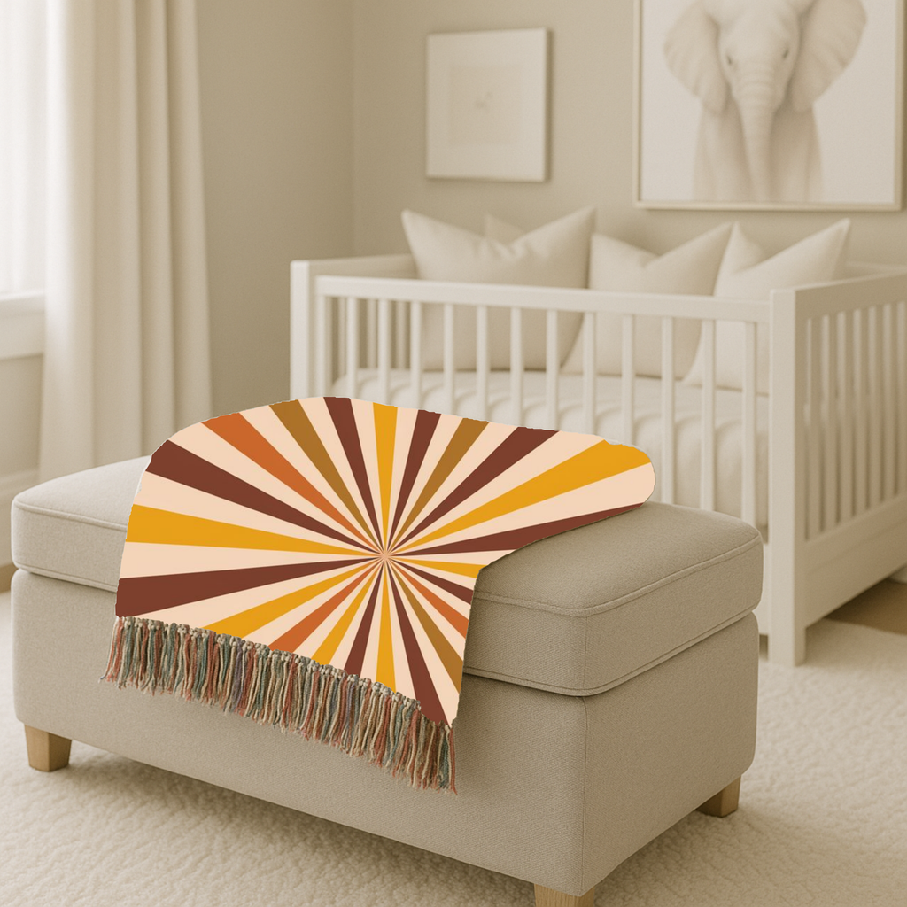 Sunray Throw — 1970s Starburst Ray Woven Blanket