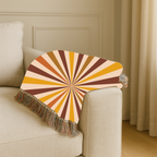 Sunray Throw — 1970s Starburst Ray Woven Blanket