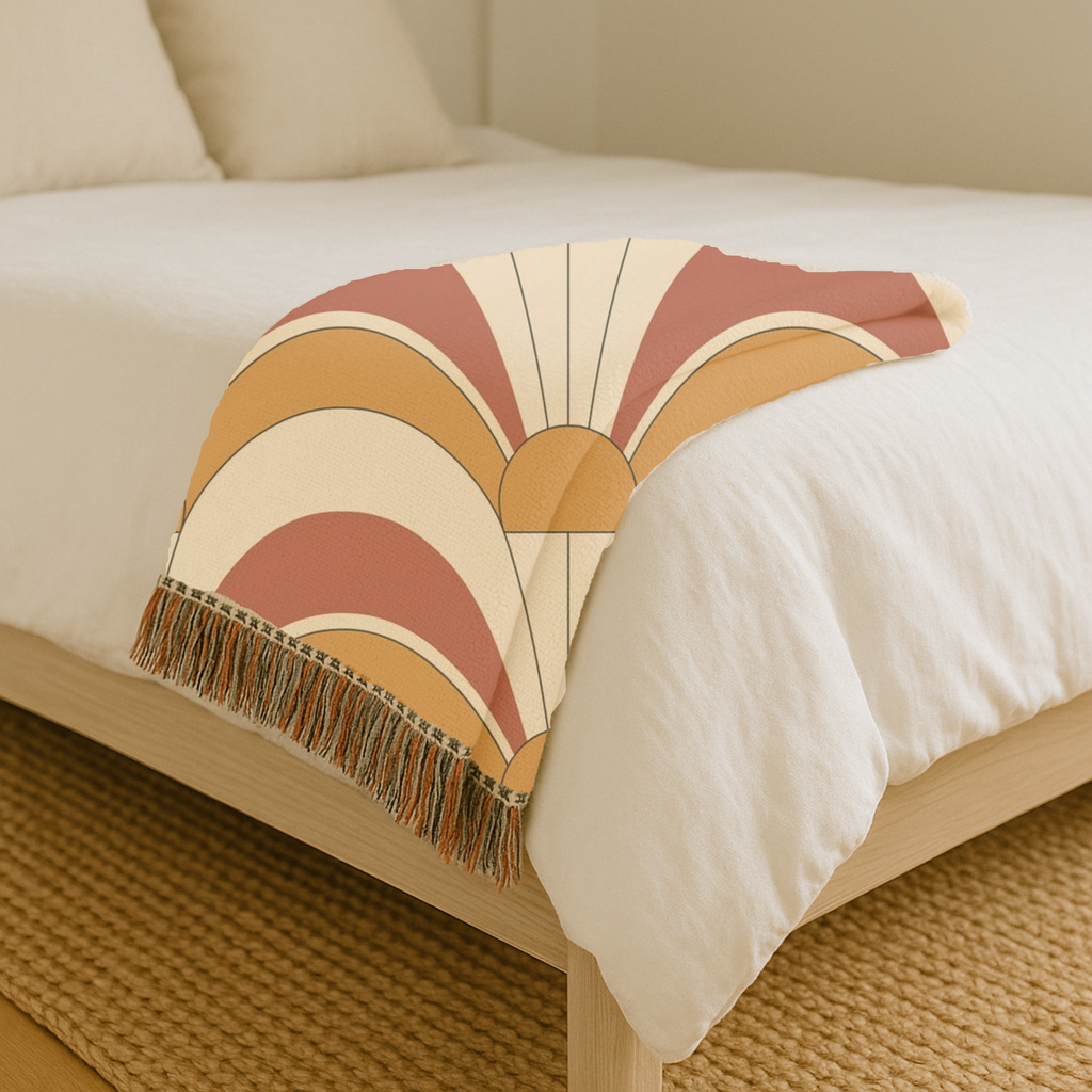 Rising Sun Throw — 1970s Art Deco Arch Woven Blanket
