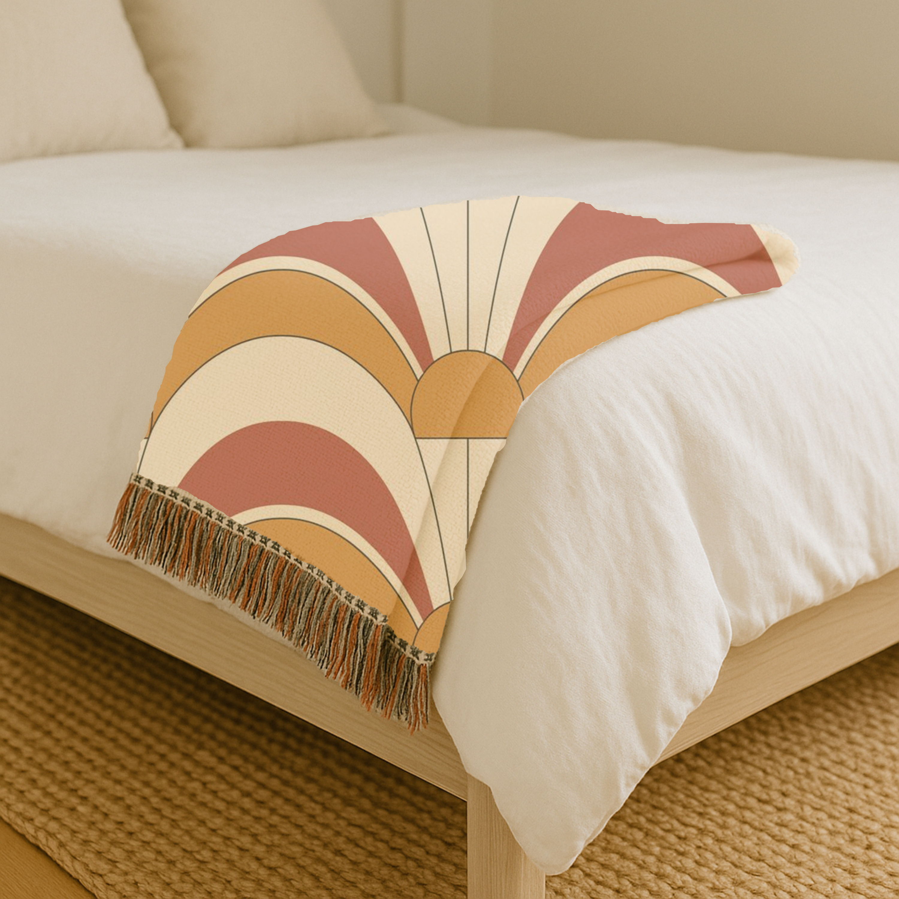 Rising Sun Throw — 1970s Art Deco Arch Woven Blanket