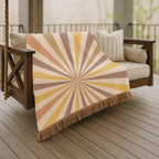 Sunray Throw — 1970s Starburst Ray Woven Blanket
