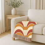 Rising Sun Throw — 1970s Art Deco Arch Woven Blanket