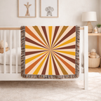Sunray Throw — 1970s Starburst Ray Woven Blanket