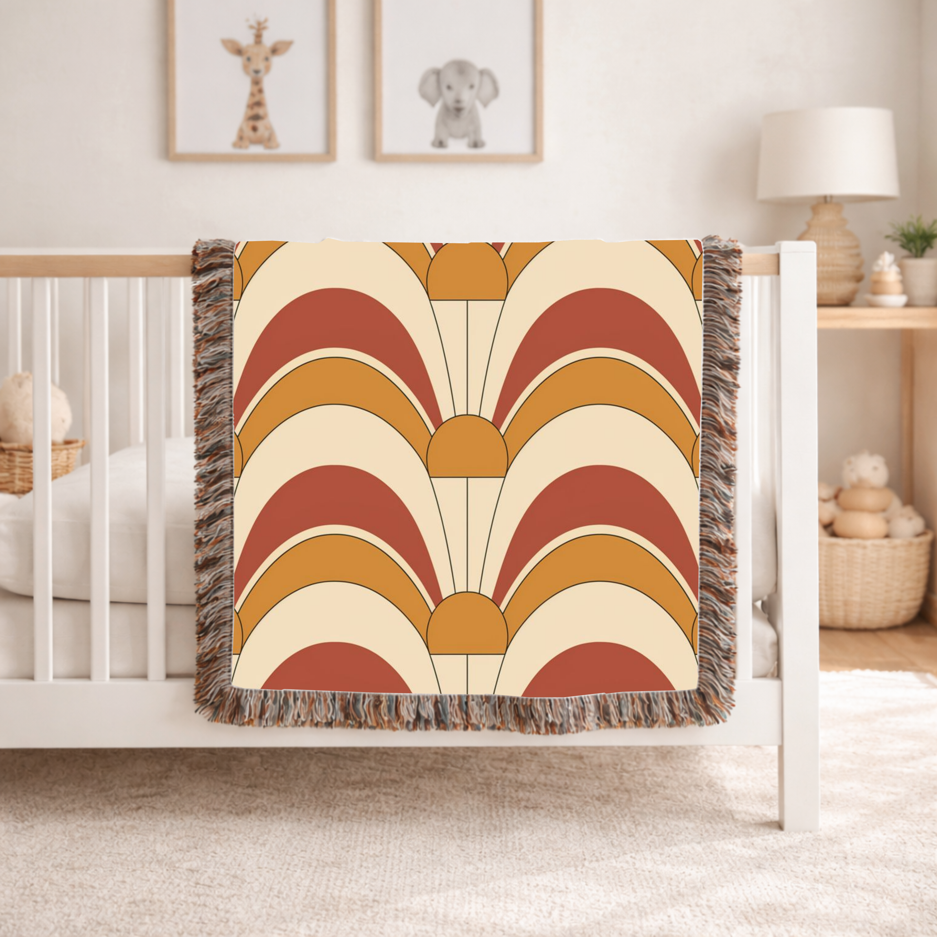 Rising Sun Throw — 1970s Art Deco Arch Woven Blanket