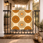 Amber Sun Throw — 1970s Tonal Chrysanthemum Woven Blanket
