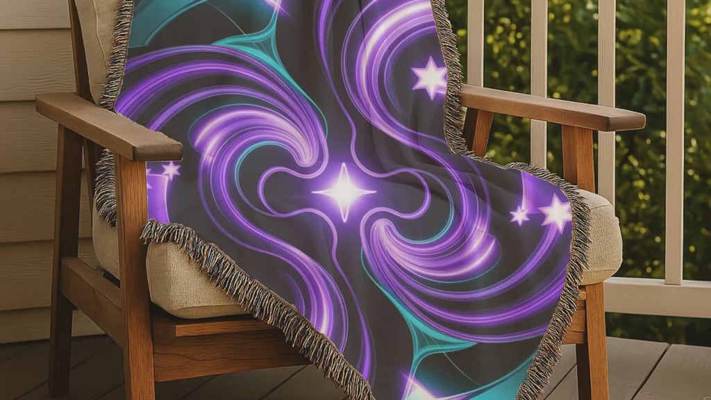 Nebula Throw — 2000s Y2K Neon Swirl Woven Blanket